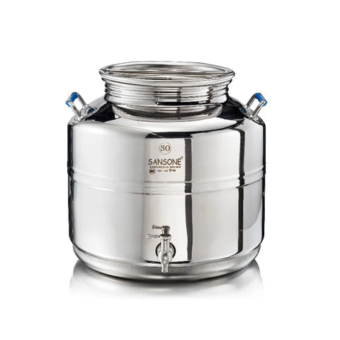 Sansone Stainless Steel Vessel 30L — Multipurpose Barrel for Olive Oil, Wine & Homebrewing