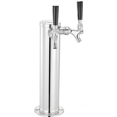 Dual Faucet Draft Beer Tower 3" - Kegerator Tower Kit for Homebrewing (Faucets Included)