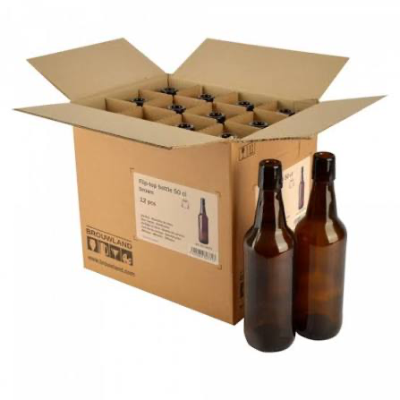 Amber Flip-Top Bottles 50cl with Closures - Swing-Top Beer Bottles for Homebrewing