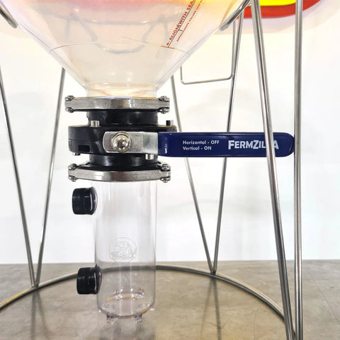 Fermzila valve with clear container on a white background