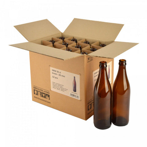 NRW Beer Bottles 50 cl Brown 26 mm - Box of 12