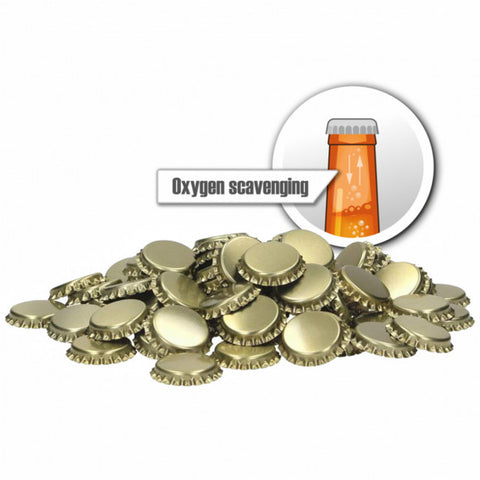 Golden Crown Caps 26 mm Oxygen Scavenging - Bottle Caps for Homebrewing
