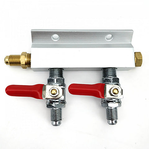 CO2 Distributor 2-Way - Gas Manifold with Check Valves & Shut-Offs