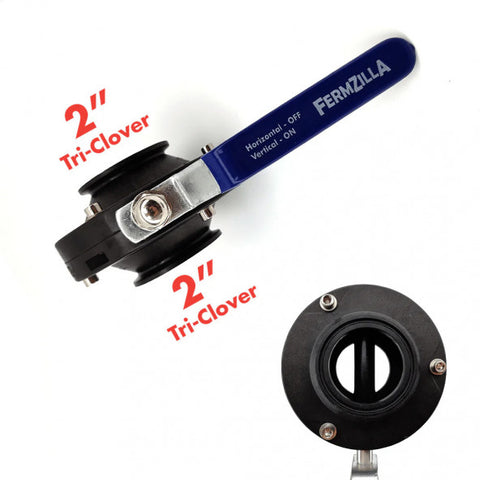 FermZilla Butterfly Valve 2" TC x 2" TC - Nylon Dump & Transfer Valve