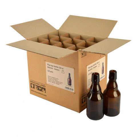 Amber Flip-Top Steinie Bottles 33cl with Closures — Swing-Top Beer Bottles for Homebrewing