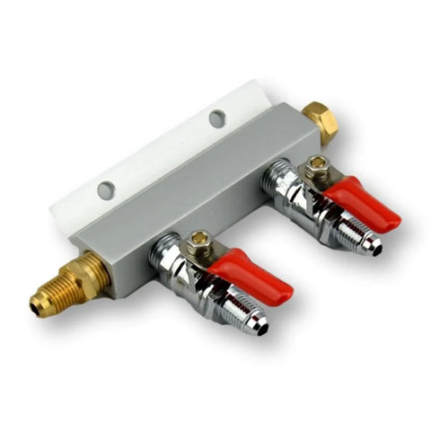 CO2 Distributor 2-Way - Gas Manifold with Check Valves & Shut-Offs