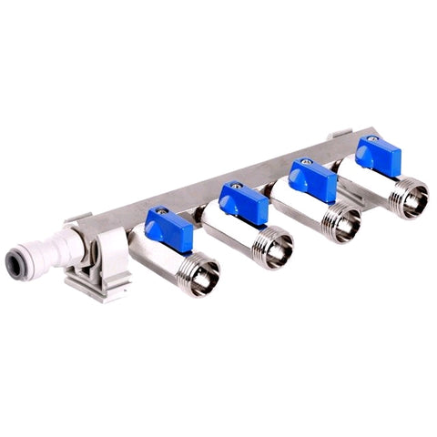 CO₂ Divider with 4 Ball Valves — 4-Way Keg Gas Manifold for Homebrewing