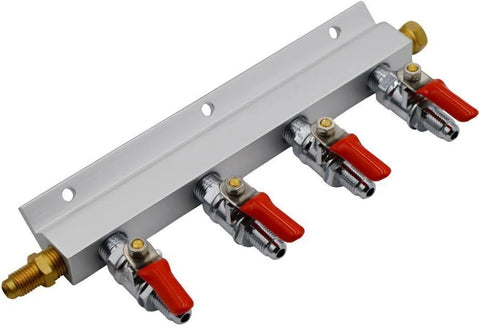 Gas Line Manifold Splitter 4-Way with Check Valves (MFL Thread)