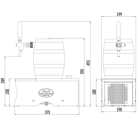 Lindr SOUDEK 20 New Green Line - Oak & Stainless Steel Beer Cooler & Draught Dispenser