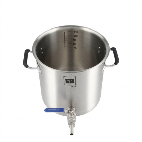 Easybrew Stainless Steel Brew Kettle 12L with Ball Valve — Homebrew Kettle for Small Batch Brewing