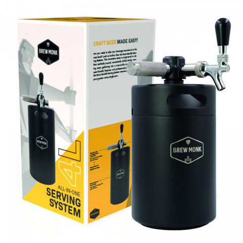Brew Monk 4L Mini Keg - Complete Serving System with Integrated Regulator