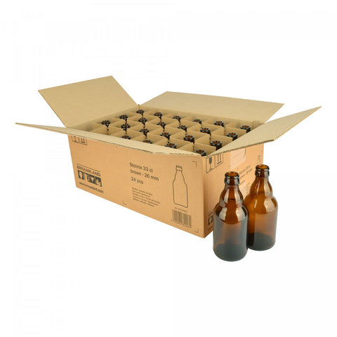 Steinie Beer Bottles – 33 cl Brown (26 mm) – Box of 24