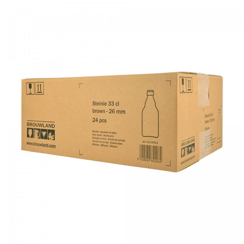 Steinie Beer Bottles – 33 cl Brown (26 mm) – Box of 24