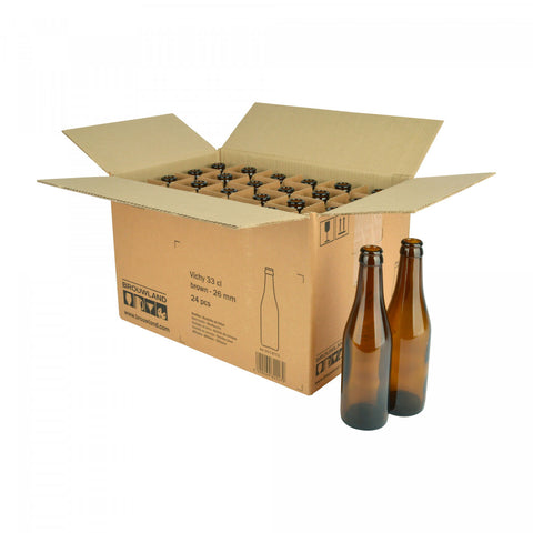 Vichy Beer Bottles – 33 cl Brown (26 mm) – Box of 24